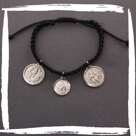 Bracciale con Tris di Santi: S. Antonio, S.Cristoforo, Lourdes