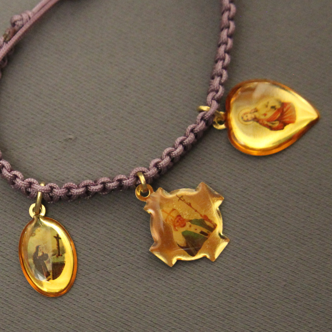 Bracciale tris: Gesù, Papa Giovanni II, Santa Lucia